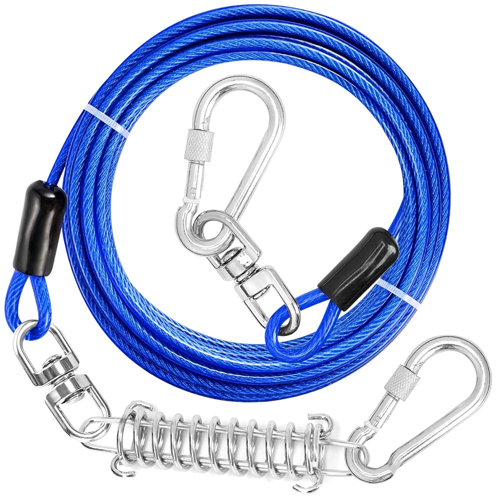 Tie-out Cable with a Shock Spring